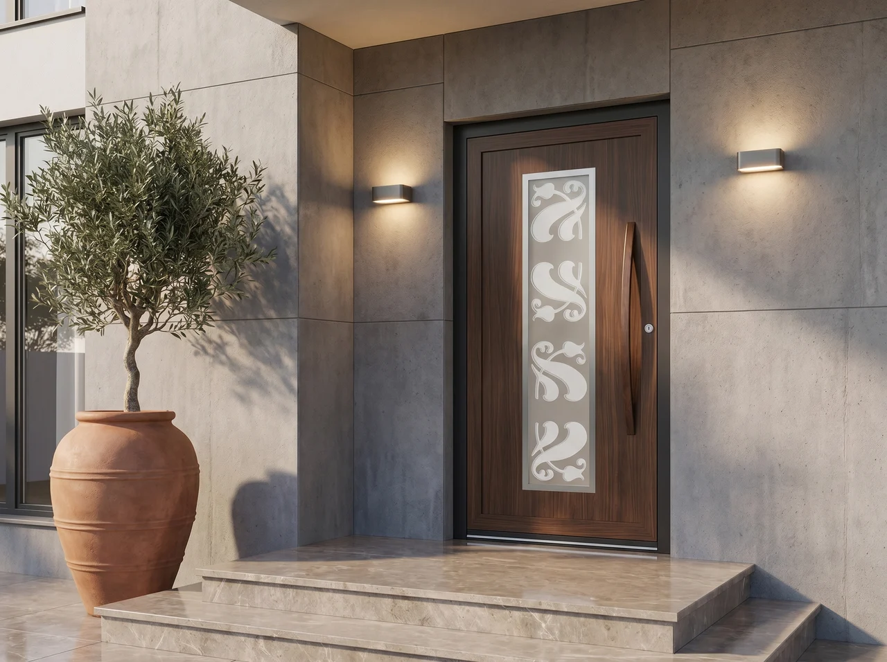 Porte aluminium BUDVAR finition noyer