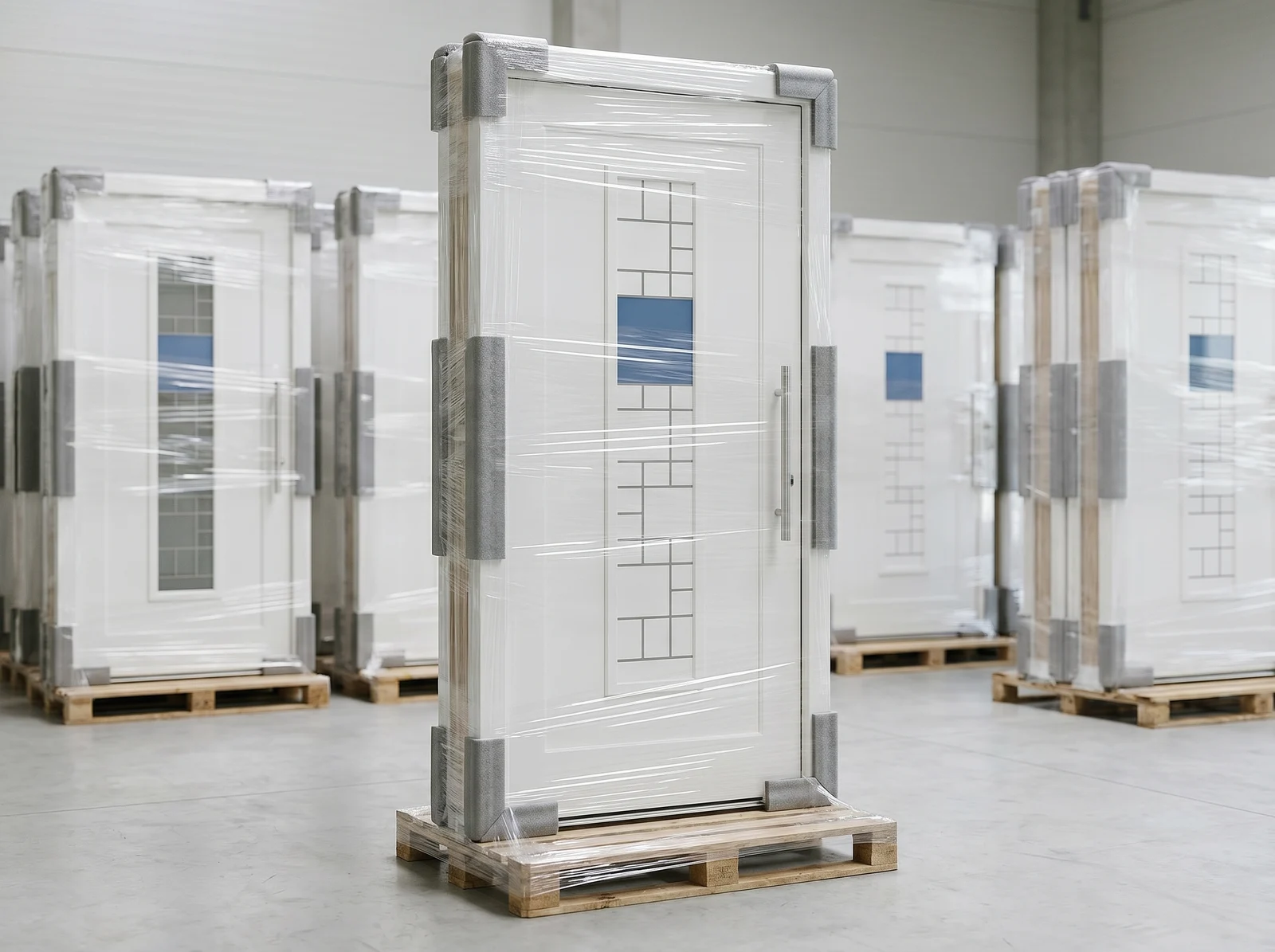 Portes d’entrée sur racks de transport dans l’usine BUDVAR