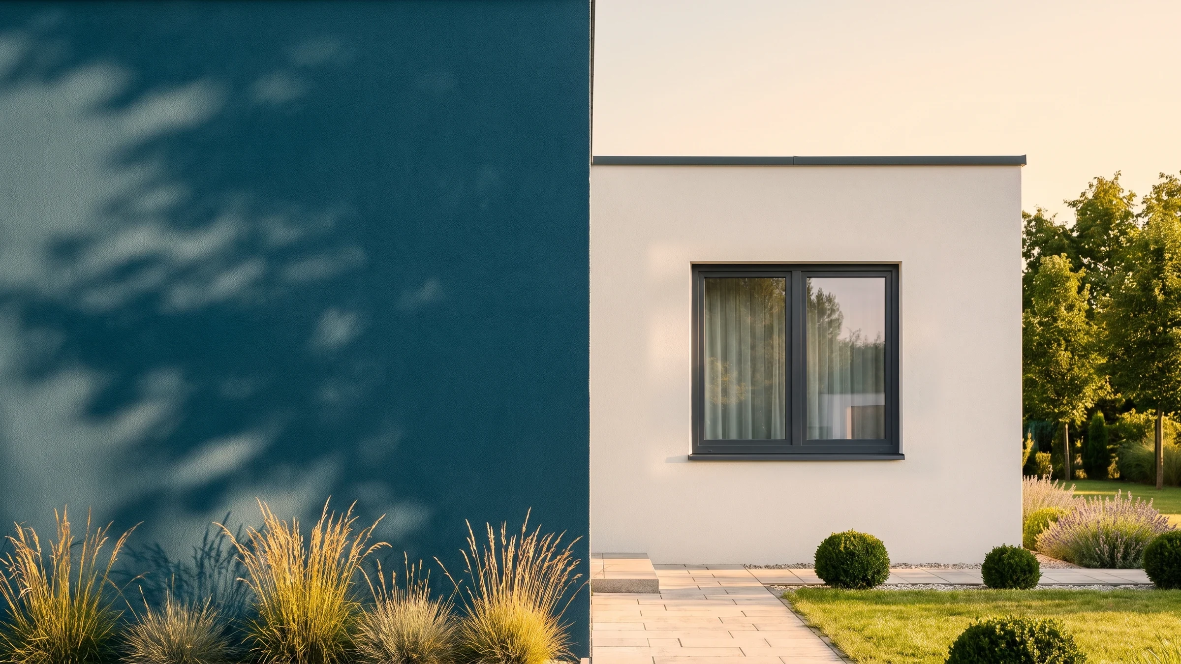 Maison avec fenêtre Alu-Futural Monobloc BUDVAR sur le mur de la marque — vue extérieure