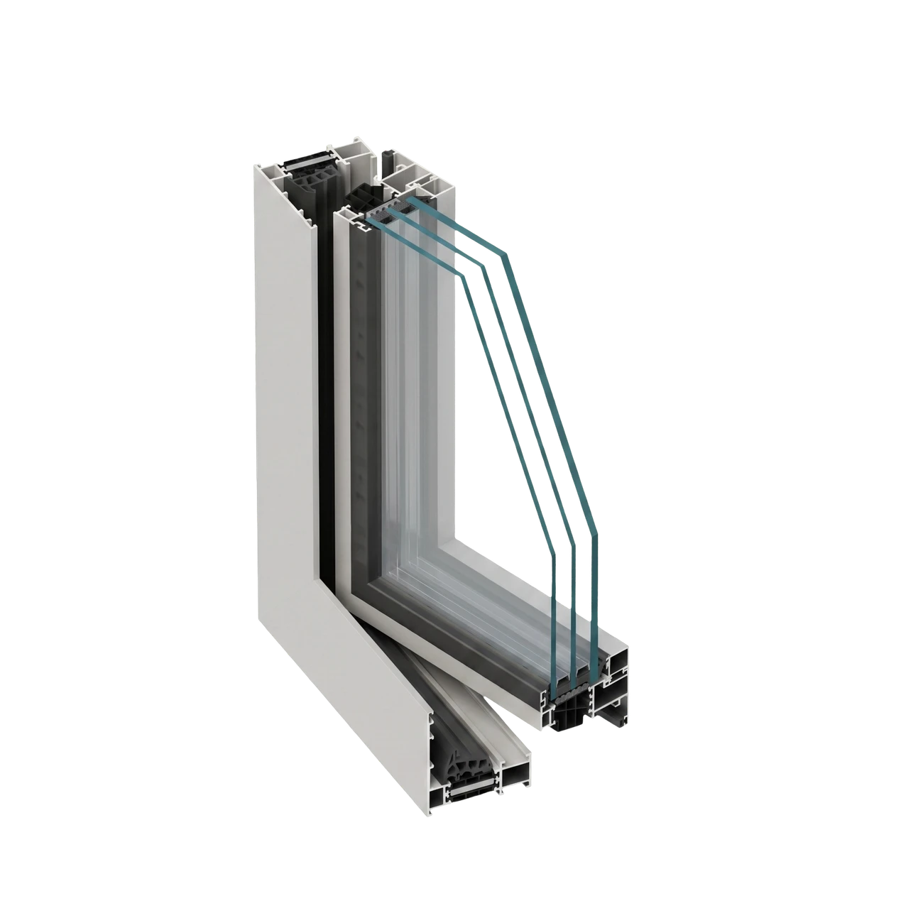 Coupe de l'angle Alu-Therm Slim — vitrage 3-vitrage