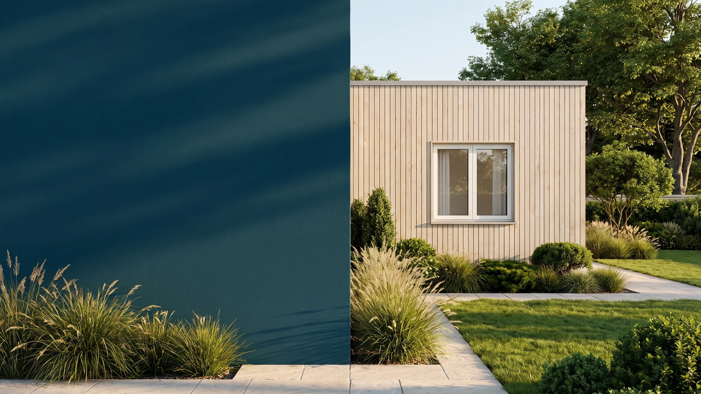 Maison avec fenêtre MB-79N US BUDVAR sur le mur de la marque — vue extérieure
