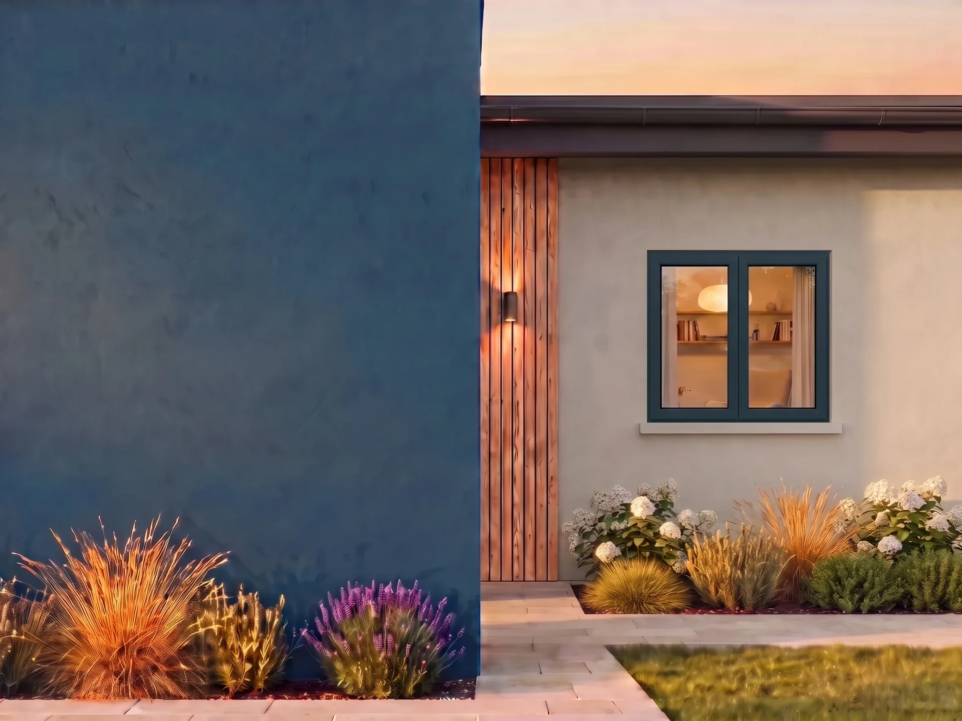 Maison avec fenêtre T-Classic Plus BUDVAR sur le mur de la marque — vue extérieure