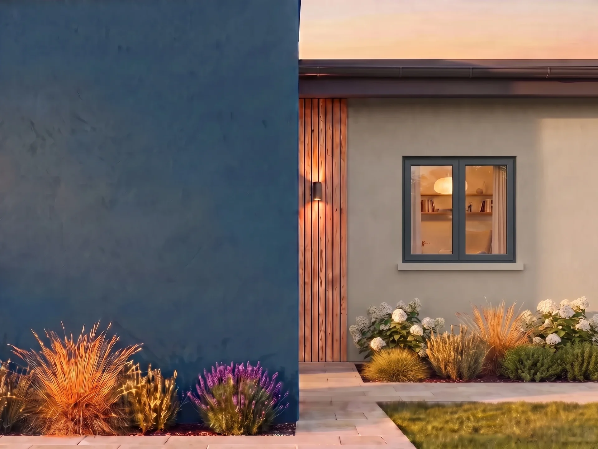 Maison avec fenêtre T-Classic Reno BUDVAR sur le mur de la marque — vue extérieure