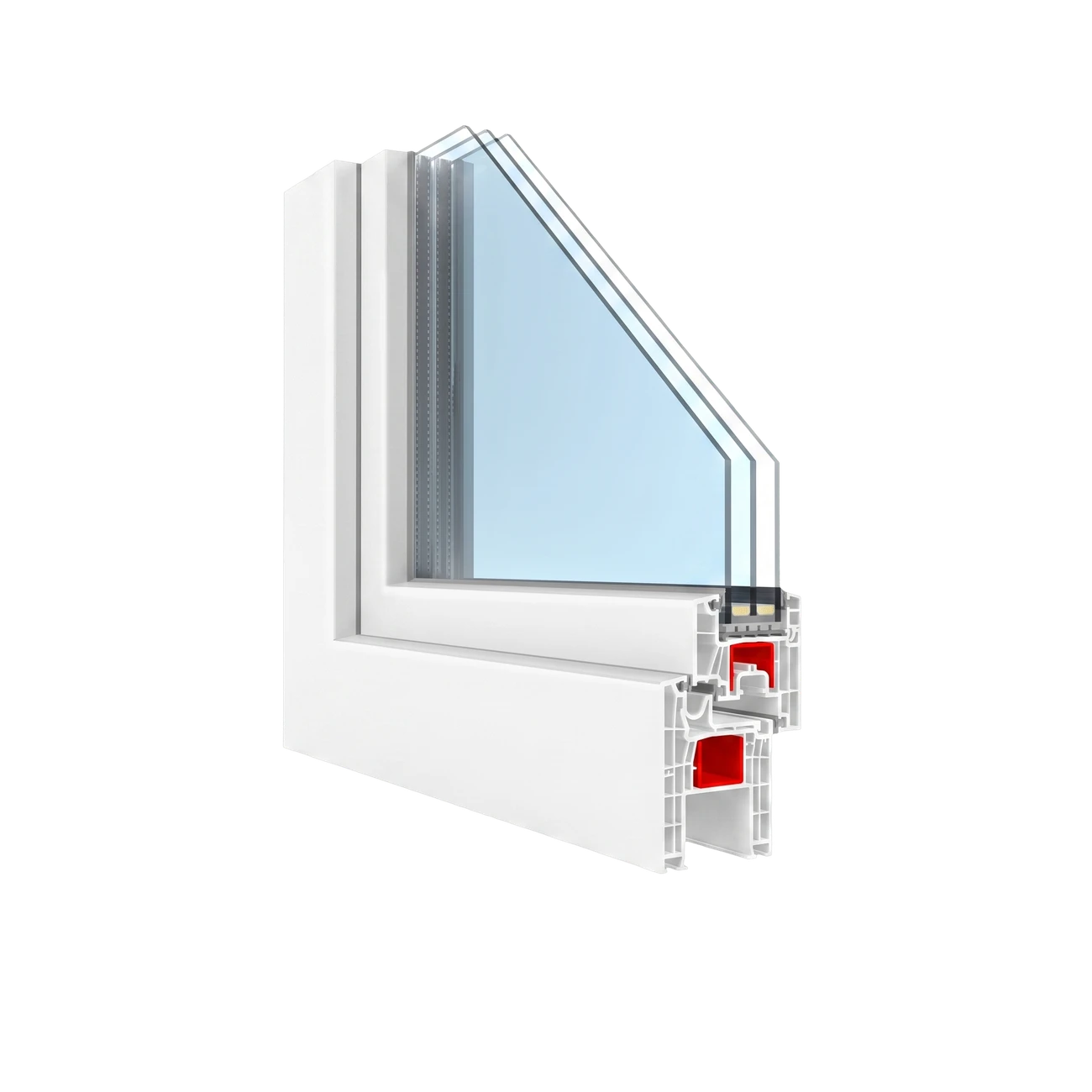 Coupe de l'angle T-Comfort CH — vitrage 3-vitrage