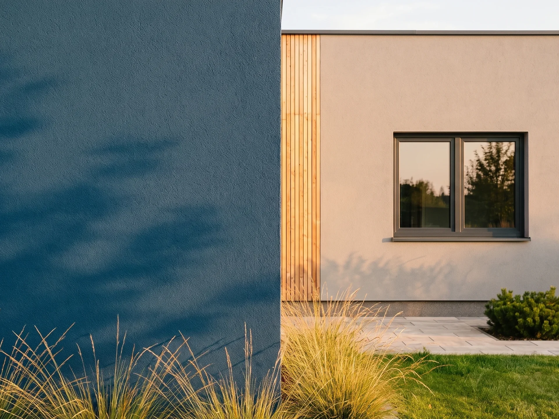 Maison avec fenêtre T-Comfort Mono BUDVAR sur le mur de la marque, vue extérieure