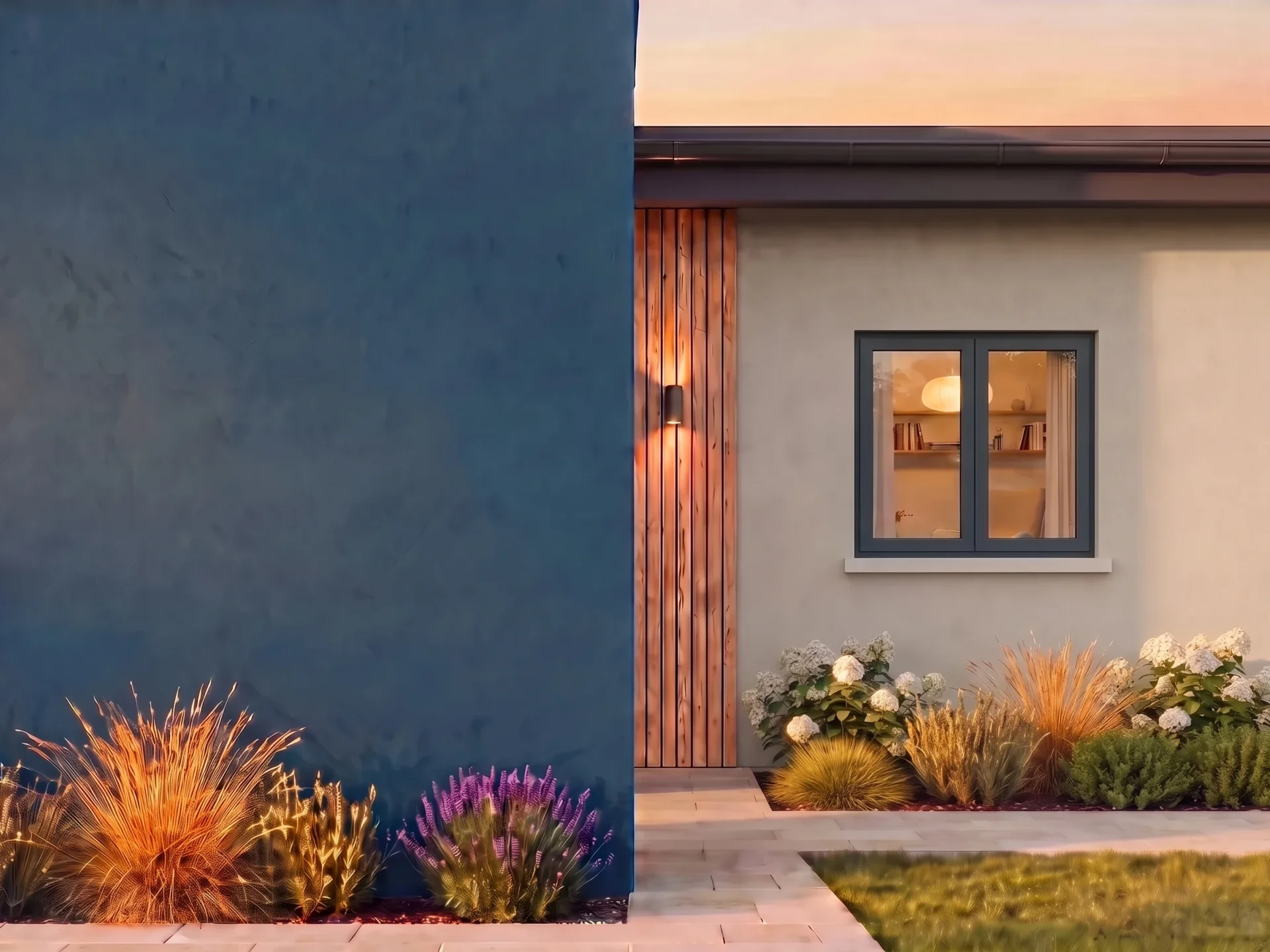 Maison avec fenêtre T-Perfekt RENO BUDVAR sur le mur de la marque — vue extérieure
